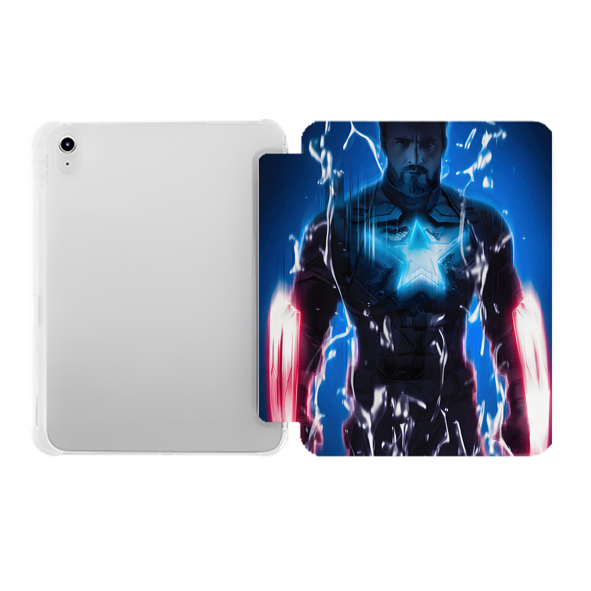 （画像用） アベンジャーズ The Avengers IPad ケース ペン収納付き 三つ折りスタンド PUレザー×シリコン 対応機種9.5/10.5/10.9インチ